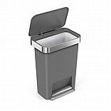 פח דוושה רחבה מלבני 45 ליטר פלסטיק אפור simplehuman ארה