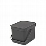 SORT & GO פח הפרדה 6 ליטר פלסטיק, אפור - Brabantia
