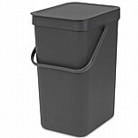 SORT & GO פח הפרדה 12 ליטר פלסטיק, אפור - Brabantia