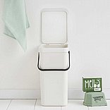 SORT & GO פח הפרדה 16 ליטר פלסטיק, לבן - Brabantia